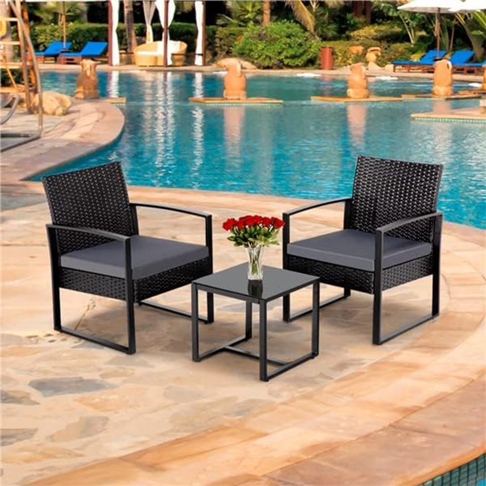 2-Personen-Outdoor-Möbelset mit Couchtisch