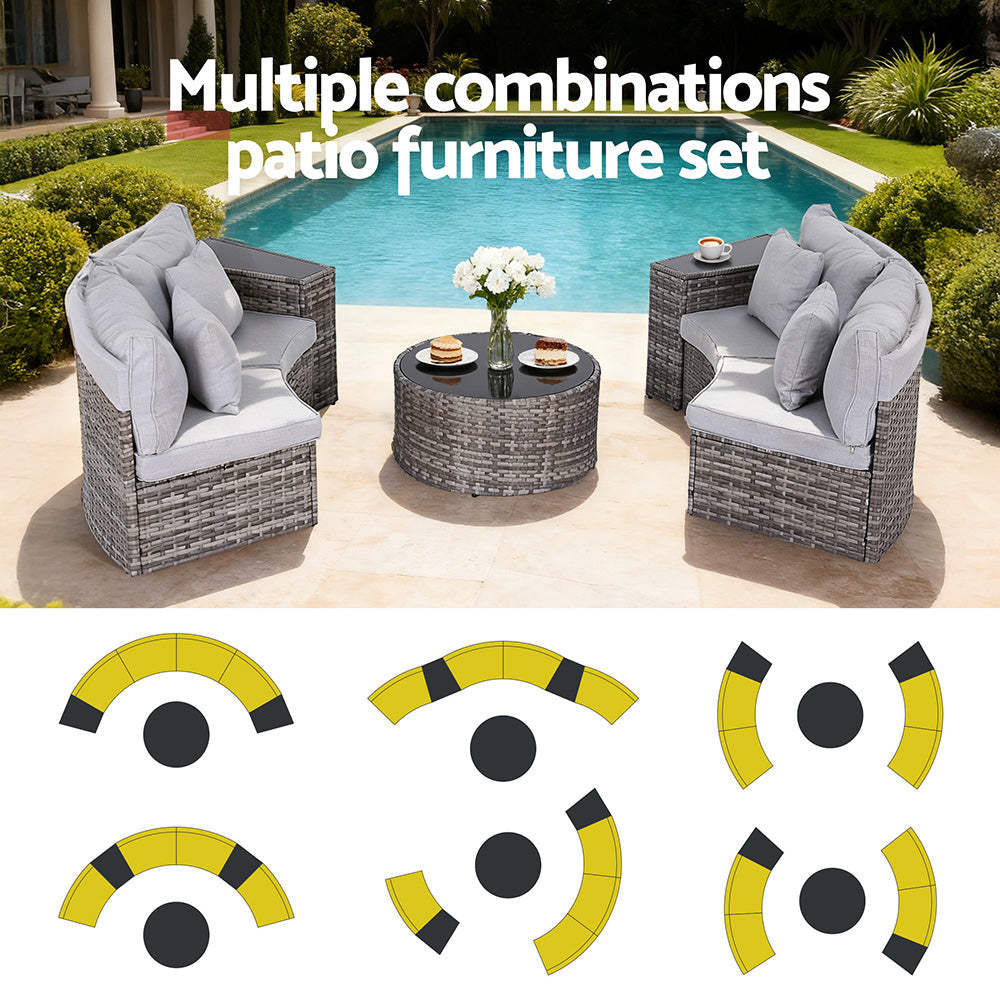 7-teiliges Outdoor-Lounge-Set – Flexibler Komfort für Garten & Terrasse