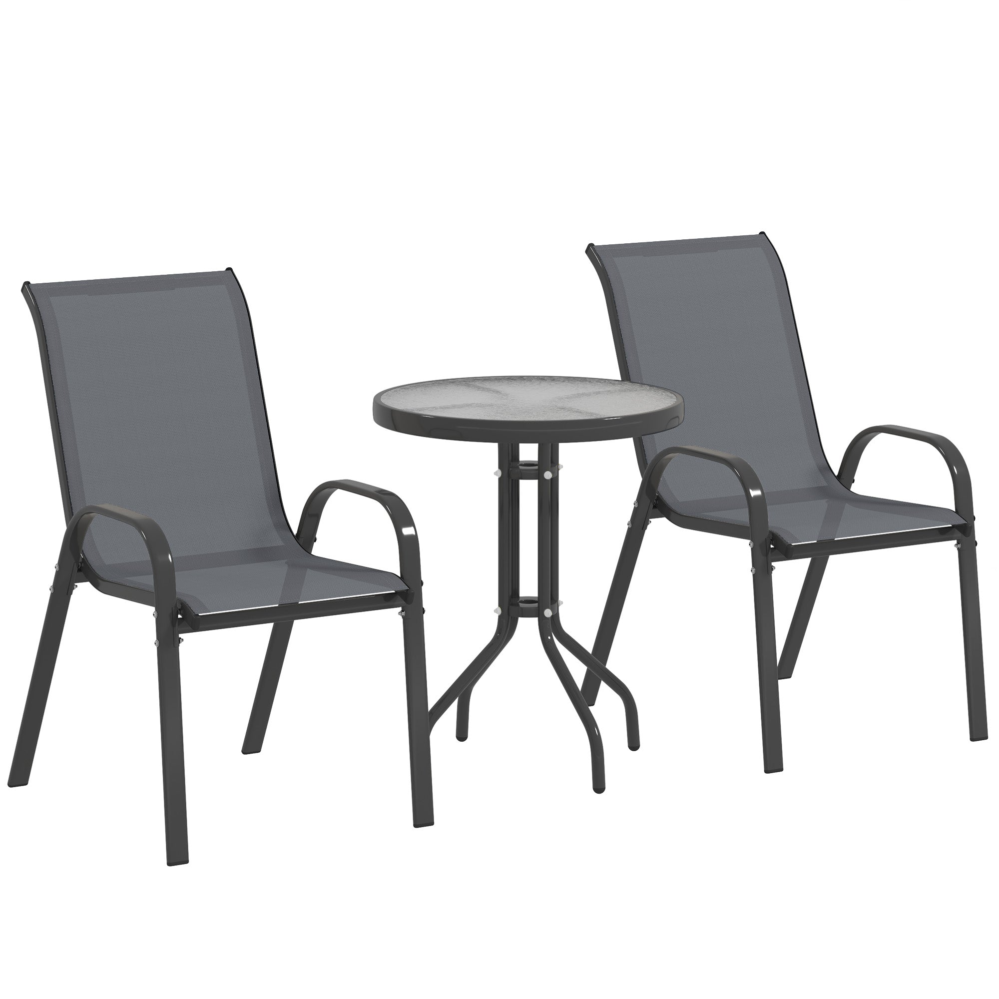 Outsunny 3-teiliges Bistro-Set – Kompakt, Stilvoll & Stapelbar