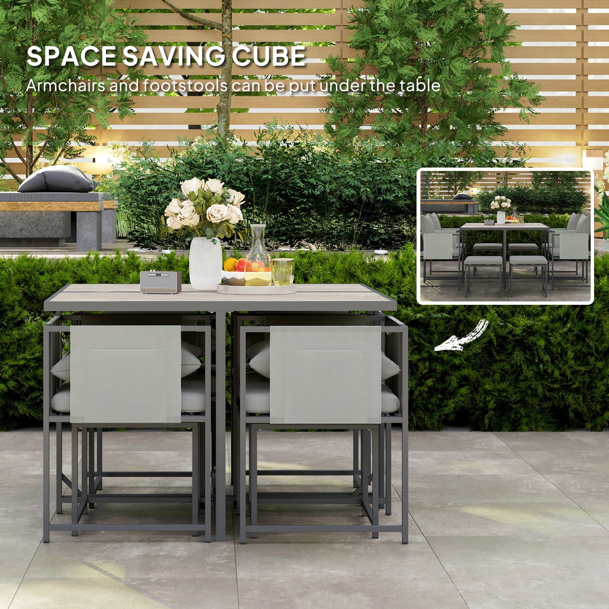 8-Sitzer Cube-Gartenmöbel-Set mit Kissen!