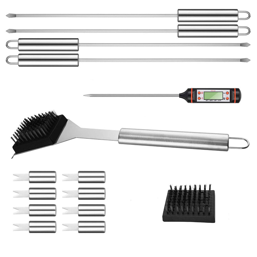Profi-Grillbesteck-Set (25-teilig) in praktischer Tragetasche – Inkl. Grillhandschuh – Komplettes Zubehör für Fleisch, Fisch & Gemüse