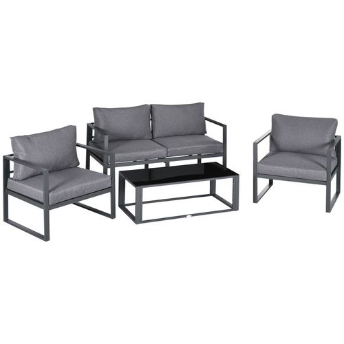 Outsunny 4-teiliges Garten-Lounge-Set – Modernes Aluminium-Ecksofa mit Tisch