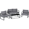 Outsunny 4-teiliges Garten-Lounge-Set – Modernes Aluminium-Ecksofa mit Tisch